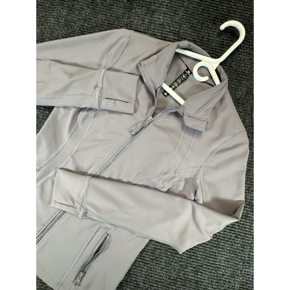 90 Degree by Reflex Womens Full Zip Performance Track Jacket Gray Thumbholes M